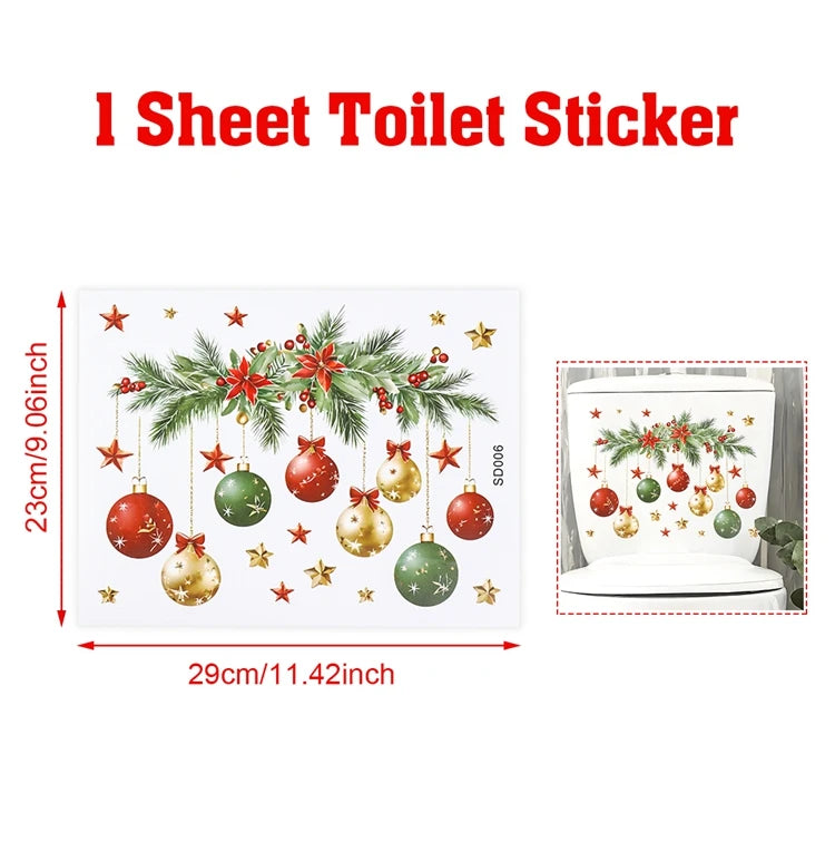 Christmas Toilet Sticker Merry Christmas Decoration for Home 2025 Pendant Xmas Sticker Ornament Navidad Natal New Year Gift 2026 