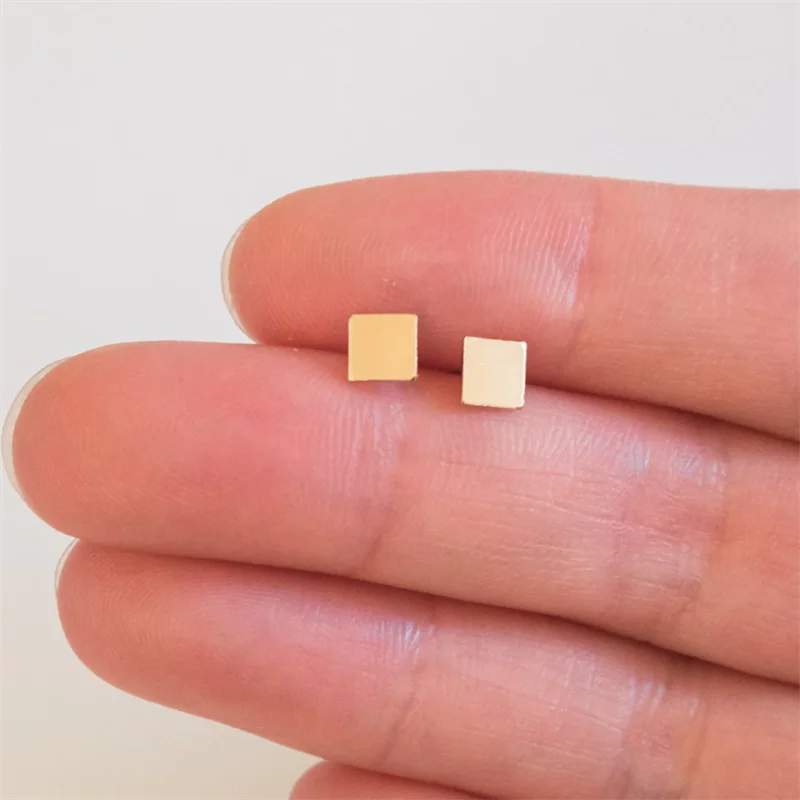 14K Gold Filled Square Stud Earrings, Tarnish Resistant