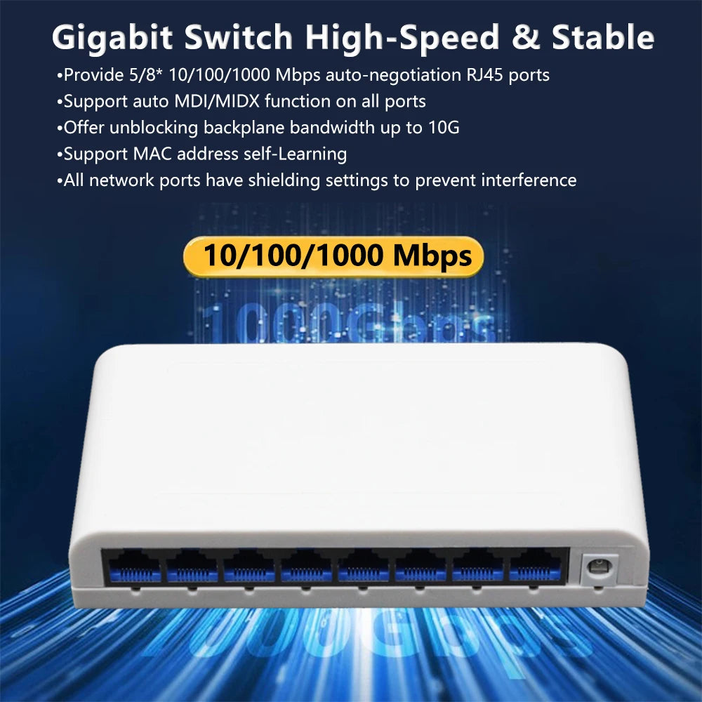 Gigabit Ethernet Switch - Five or Eight Ports
