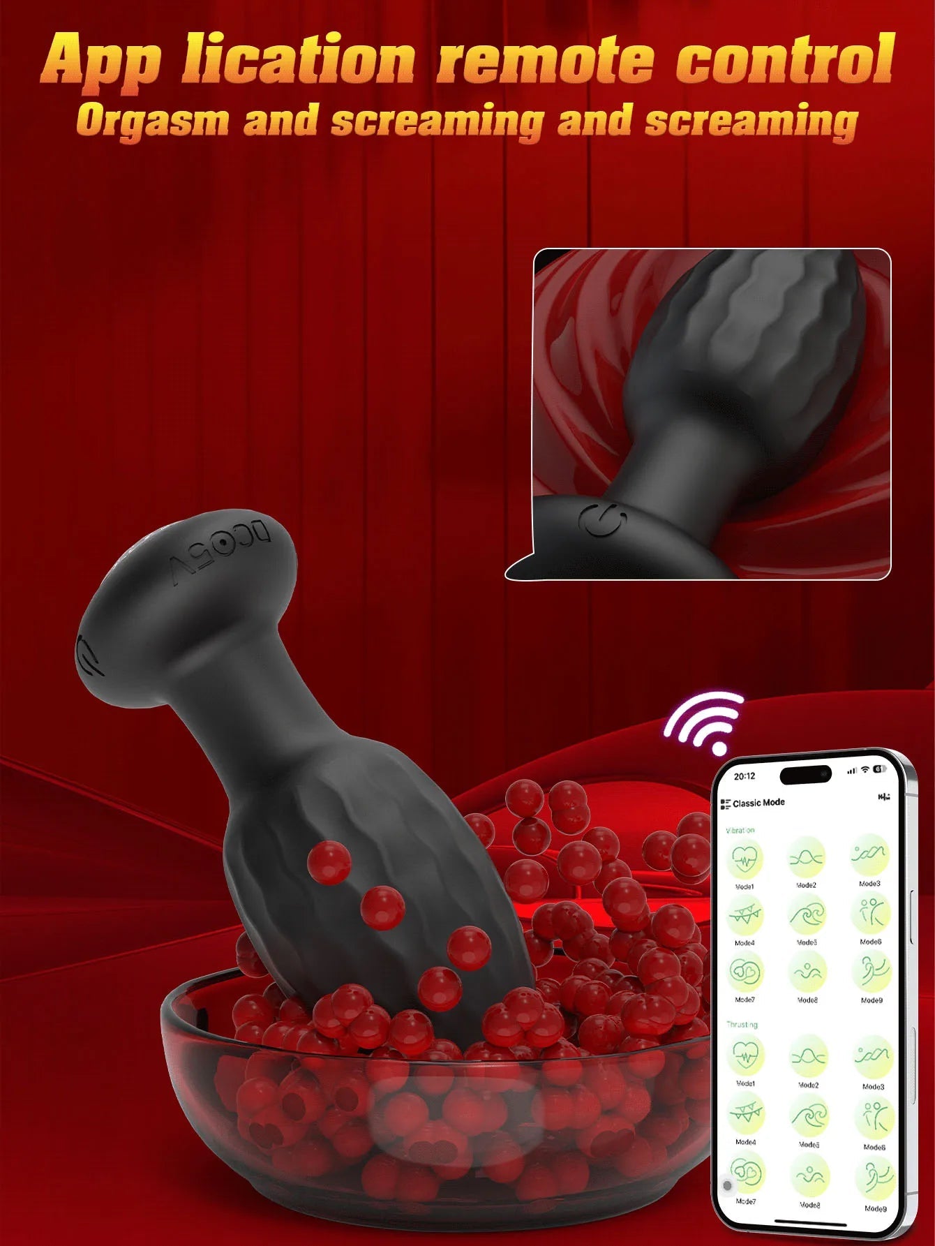 APP Control Anal Plug Vibrator with LED Light Blue-tooth Butt Plug Vibrator Prostate Massager Sex Toys for Women Men Adult 