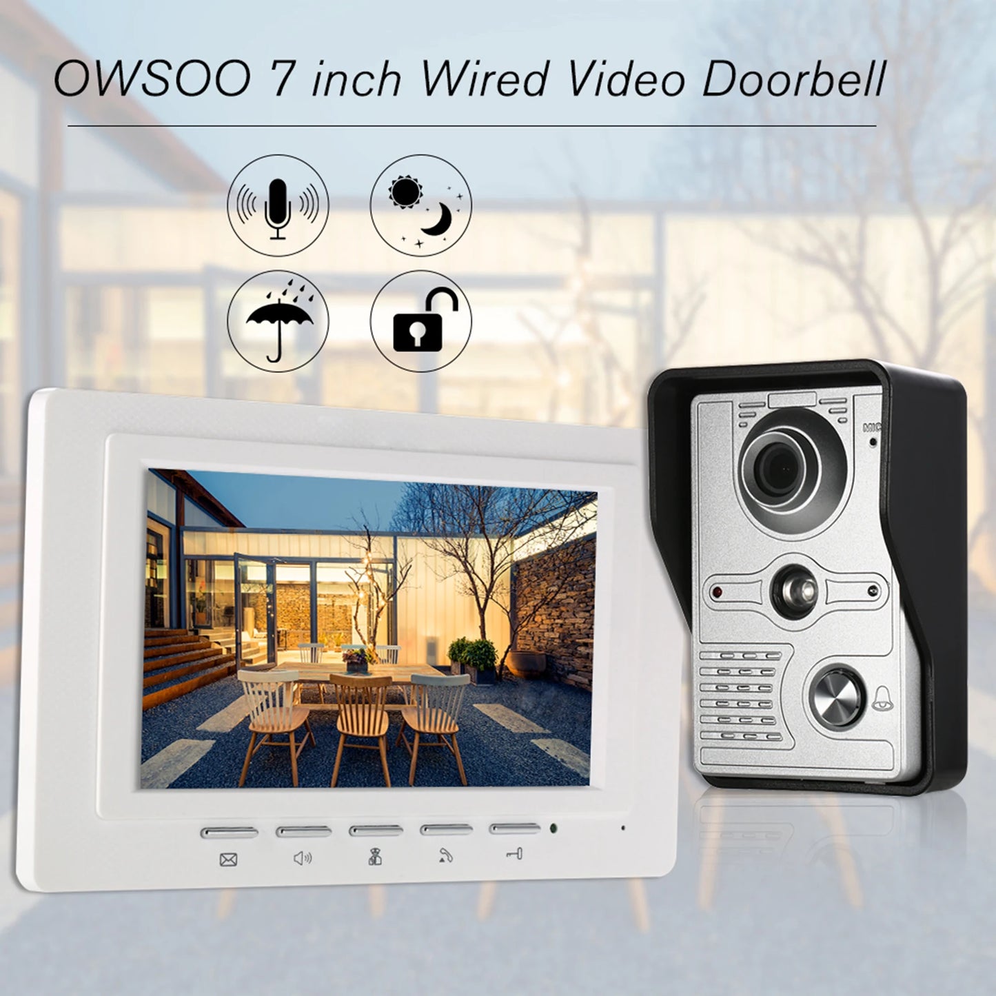 7 inch Wired Video Doorbell Indoor Monitor IR-CUT Outdoor Camera Visual Intercom Two-way Audio Remote Unlock Video Door Phone Spy-shop.com