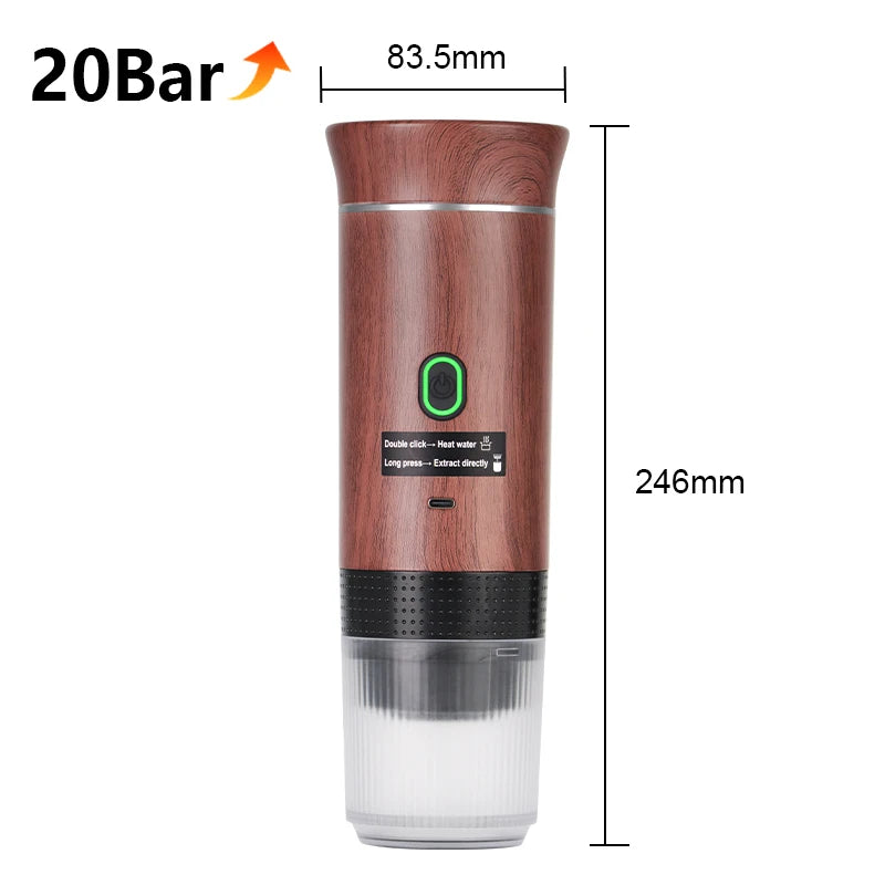Wireless Electric Portable Espresso Coffee Machine for Car & Home Camping Coffee Maker 3-in-1 Capsule Powder Travel Coffee Maker 