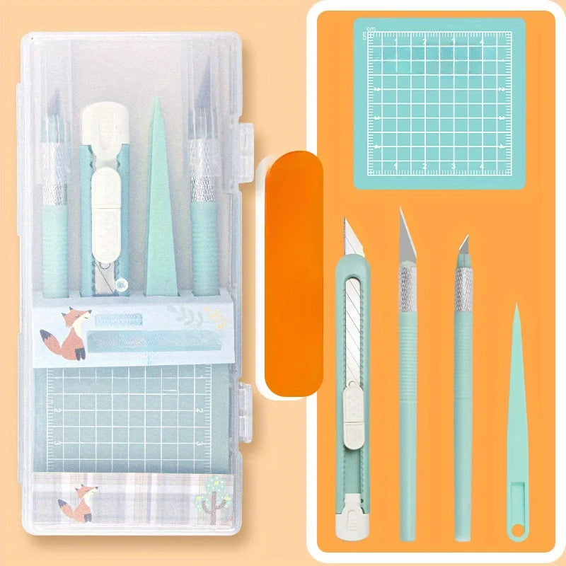 DIY Scrapbooking Tool Kit with Carving Knife, Tweezers and Mat