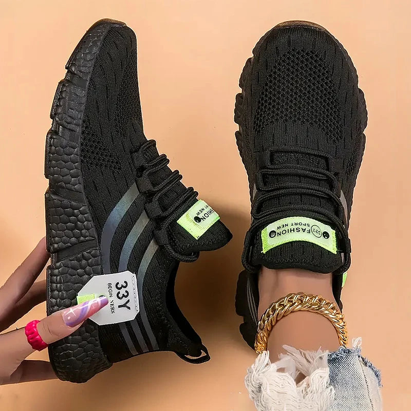 Mesh Lace-Up Sneakers – Size and Color Options