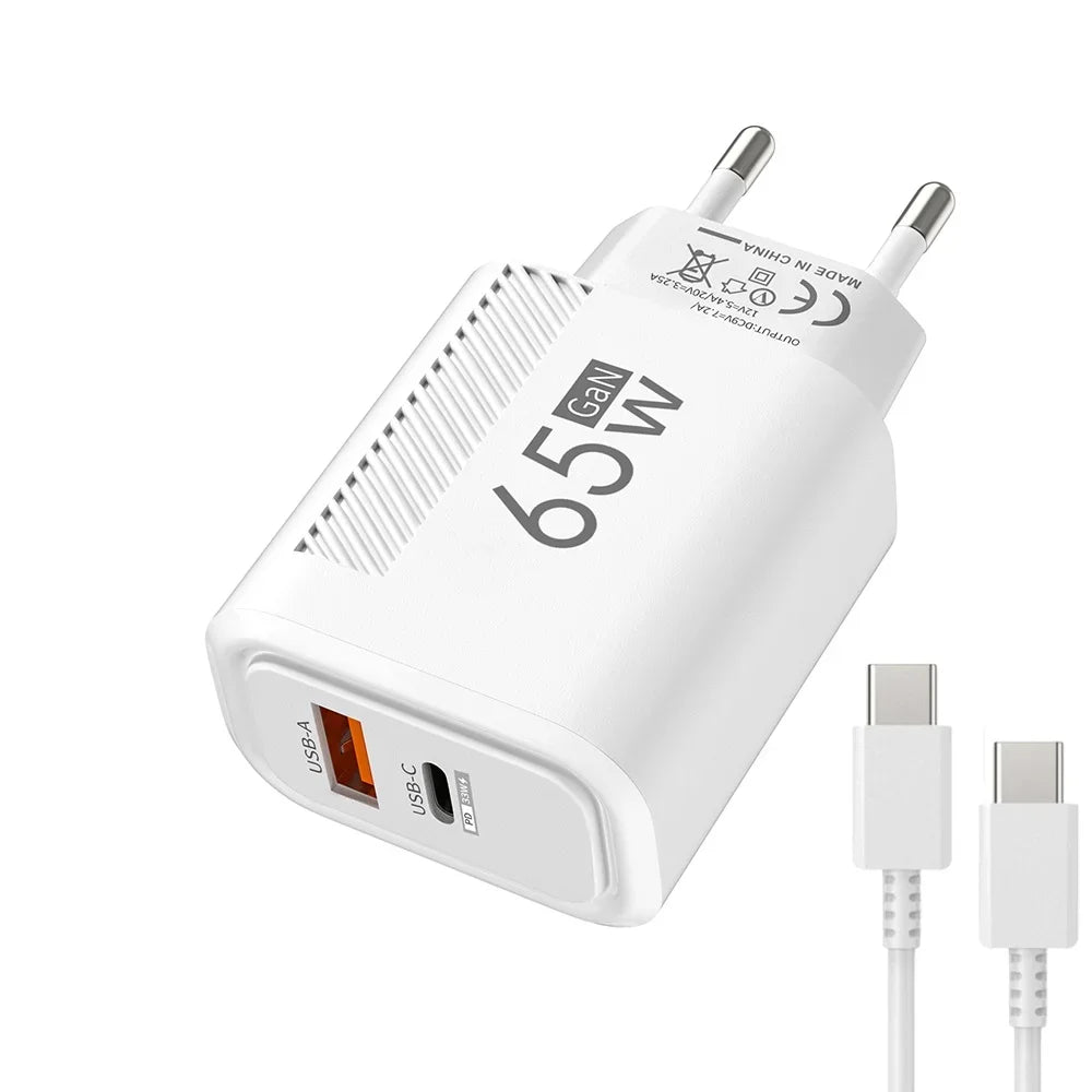 Dual-Port GaN Wall Charger - Plug and Kit Options