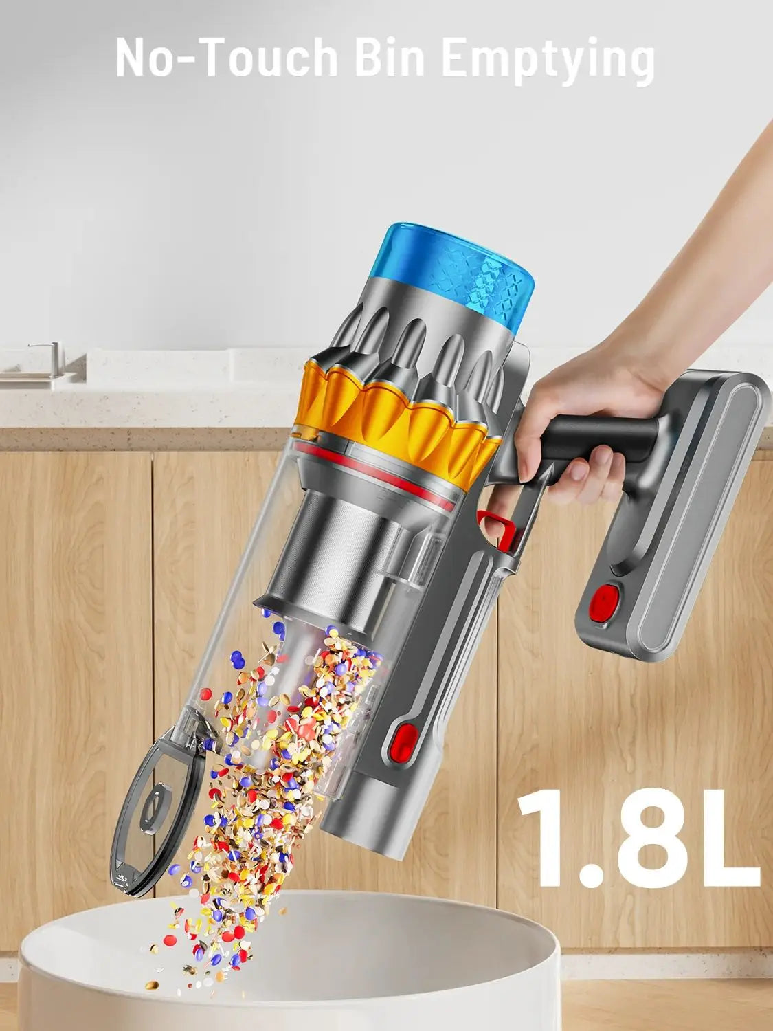 650W Cordless Vacuum Cleaner 65KPA Strong Suction for Pet Hair and Carpet