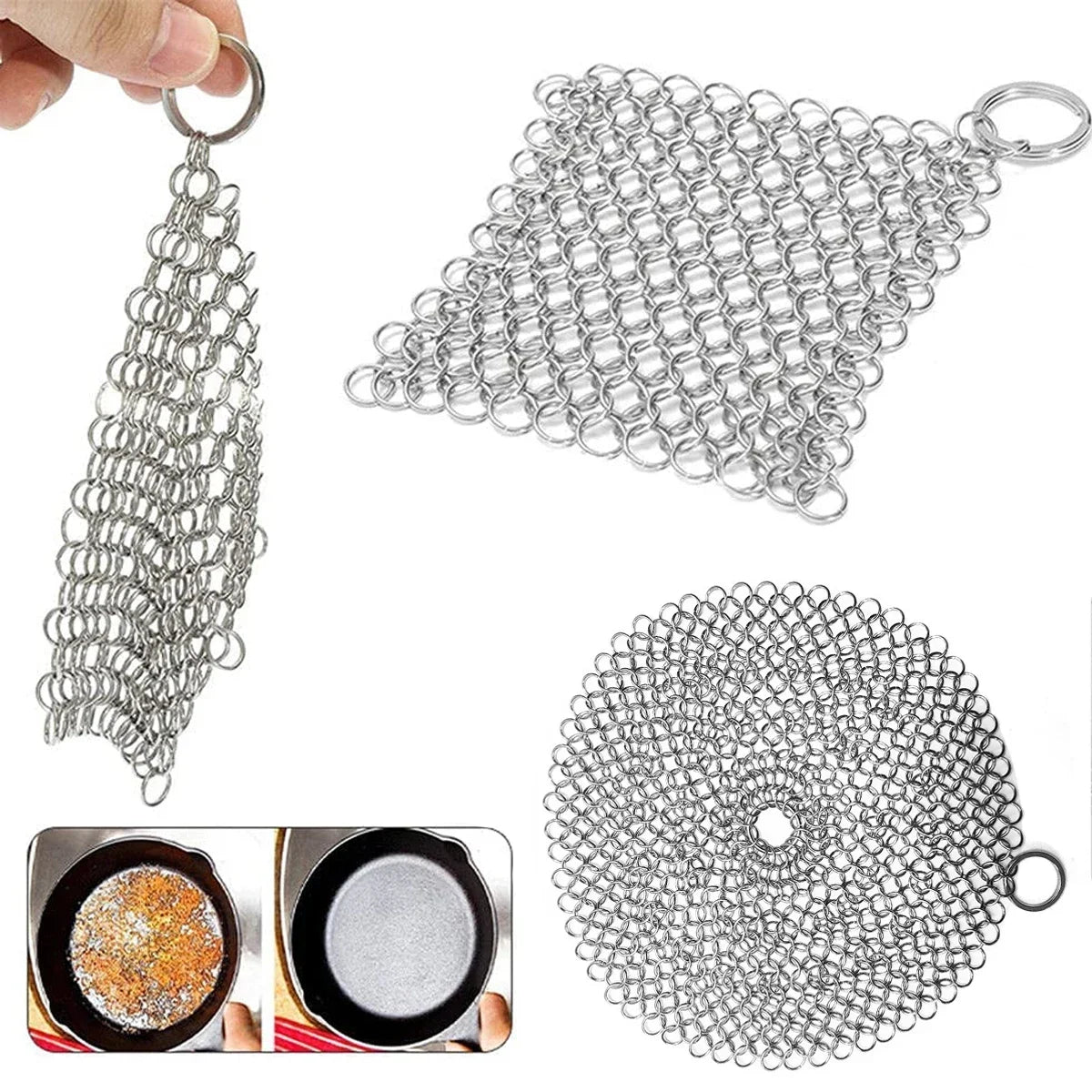 Stainless Steel Chainmail Pan Scrubber