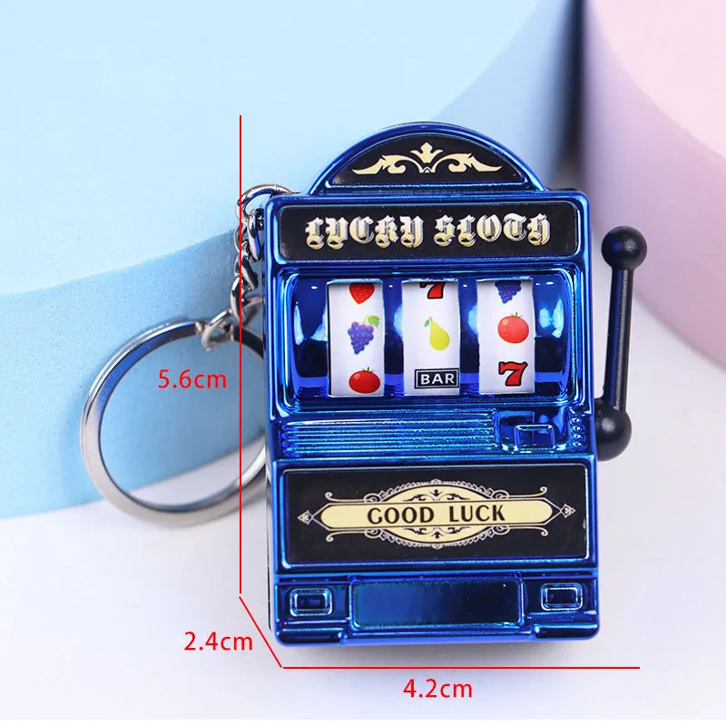 Fruit Slot Machine Keychain Lucky Charm Jackpot Keychains Mini Casino Pendant Bag Charm Novelty Gifts for Kids Adults 