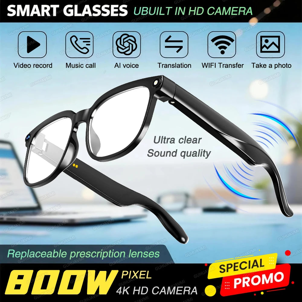 Smart AI Glasses 1080P Camera Bluetooth Calls Translation