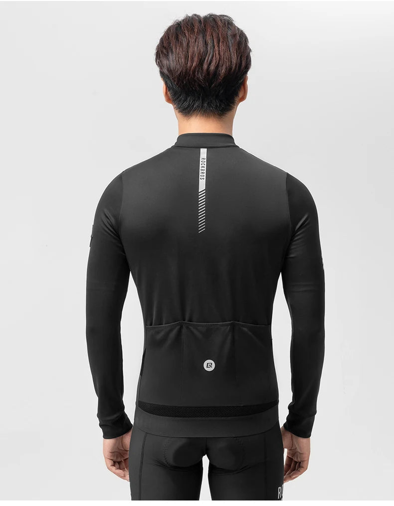 Men’s Thermal Cycling Jersey Windproof Fleece for Cold Weather Riding
