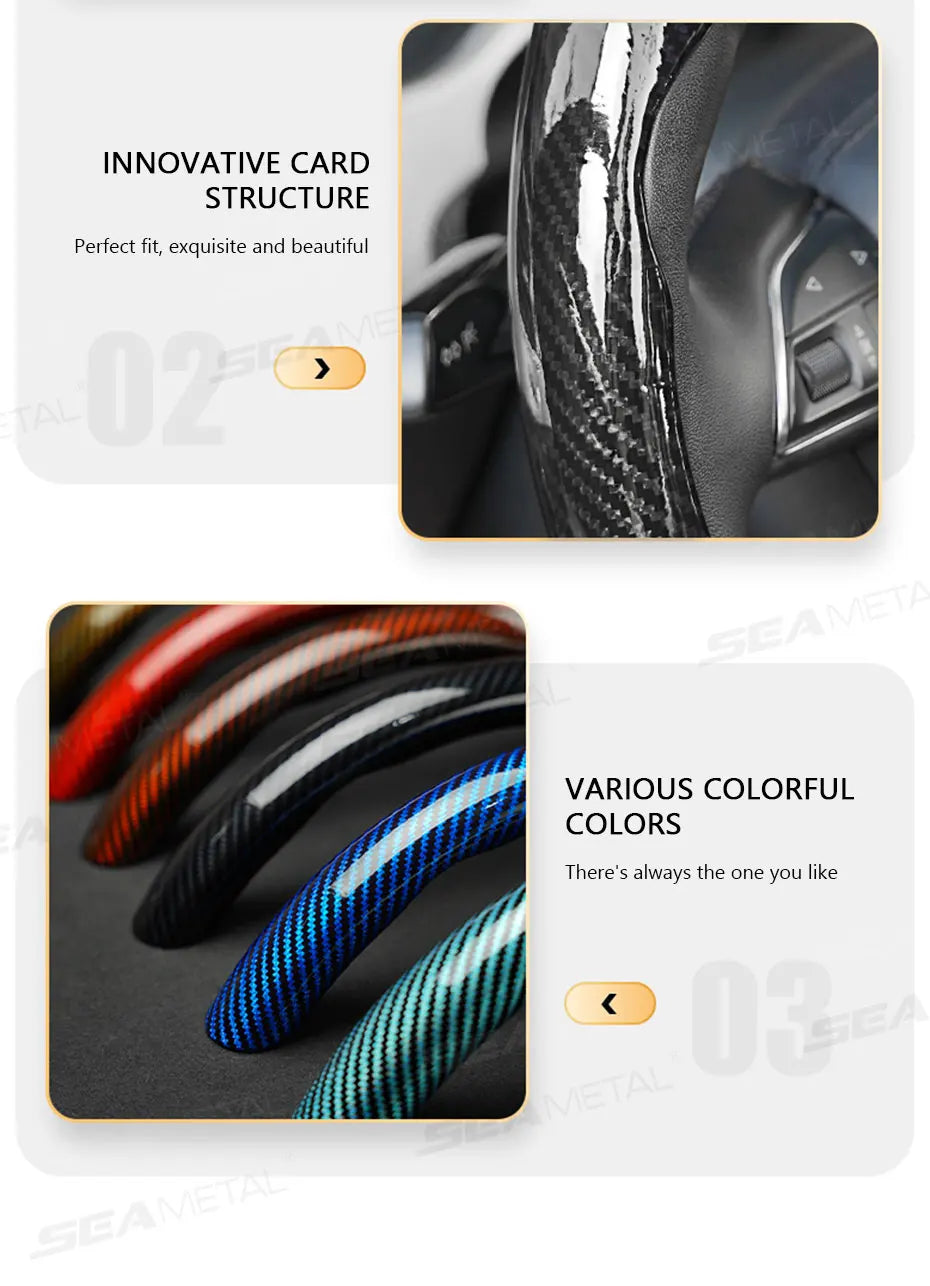 SEAMETAL Car Steering Wheel Cover Self-Adhesive Steer Wheel Hard Shell Protection Cover Anti-Scratch 37-39cm Steering Protector