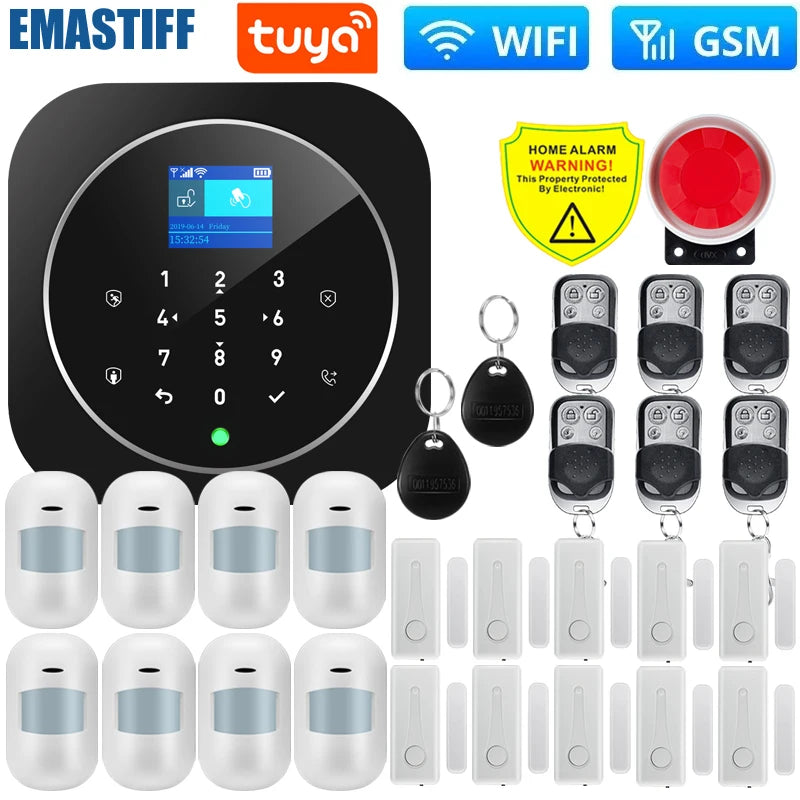 NEW Tuya WIFI W9B Alarm System for Home Burglar Security 433MHz WiFi GSM Alarm Wireless Tuya Smart House App Control 