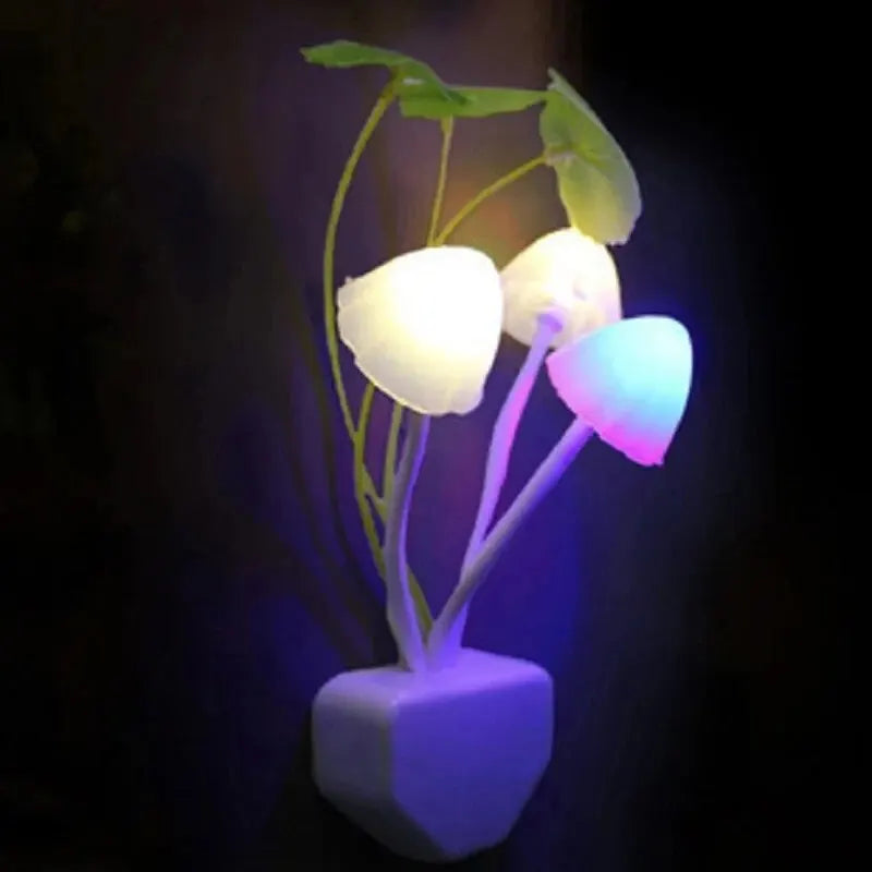 Novelty Mushroom Fungus Night Light EU & US Plug Light Sensor 220V 3 LED Colorful Mushroom Lamp Led Night Lights 