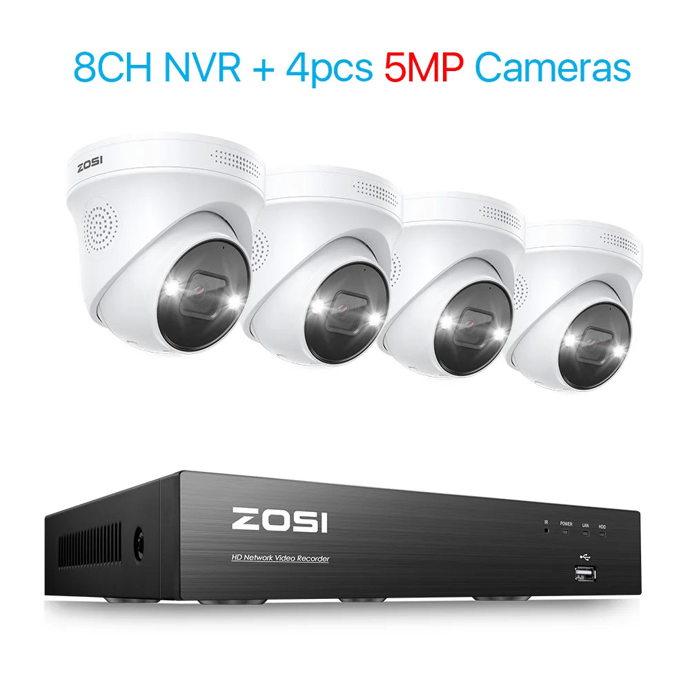 ZOSI 8CH 4K PoE Security Camera System with AI Detection