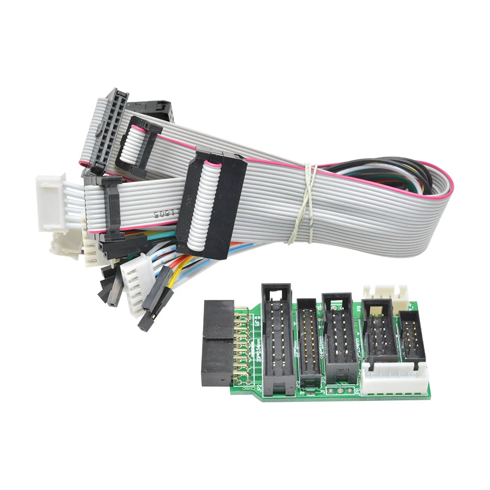 Placă adaptor J-Link, compatibilă cu MINI2440, TQ2440 și plăci ARM populare; include 8 cabluri de date (4P, 6P, 10P și 20P)