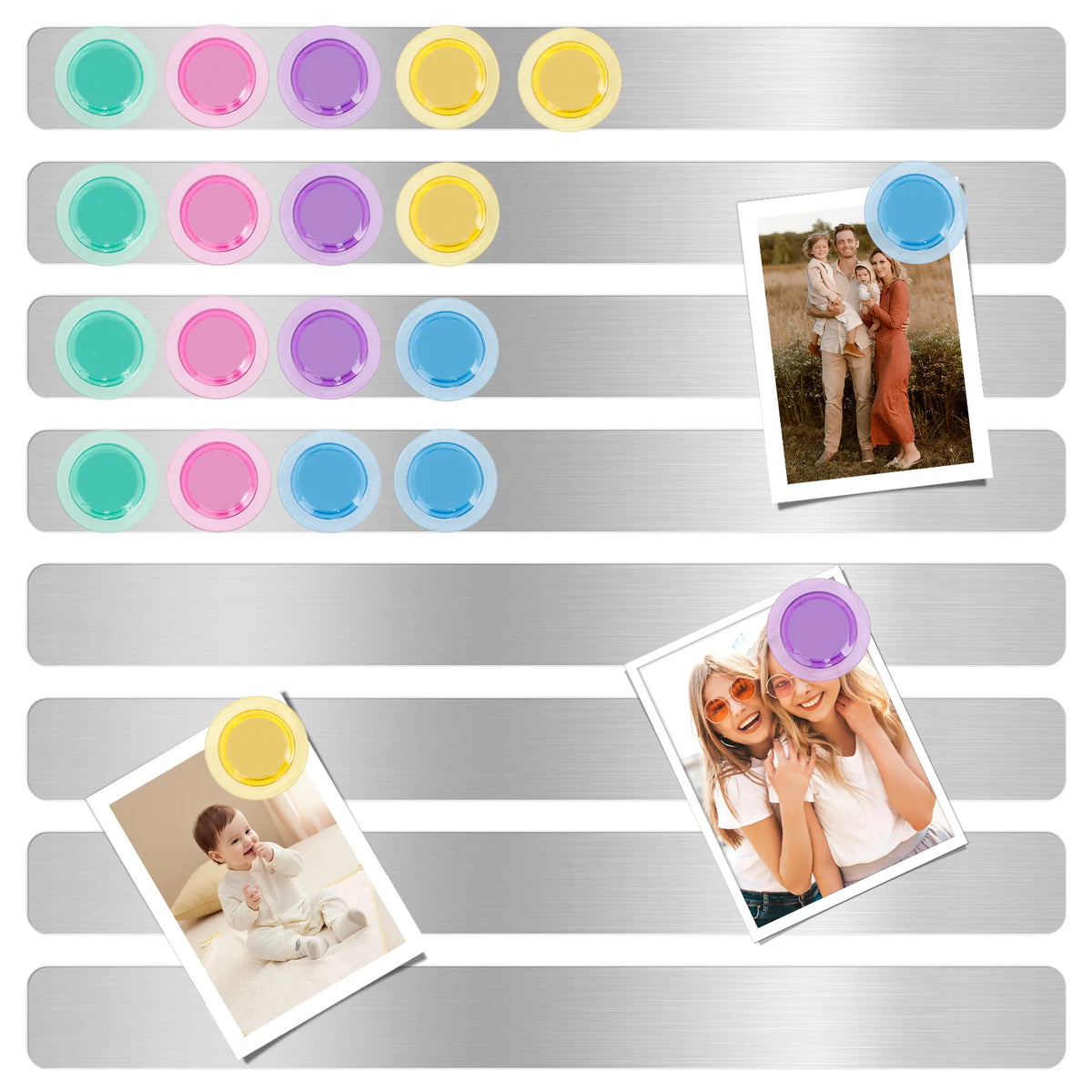Magnetic Memo Strips, 8 Bars and 20 Magnets