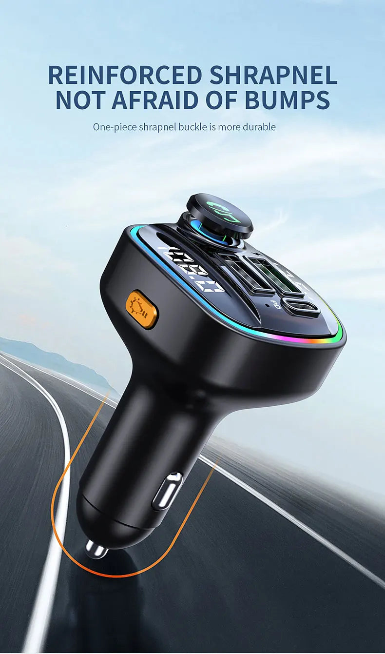 Bluetooth 5.0 FM vysielač Handsfree car radio modul MP3 prehrávač s 22.5W USB Superrýchlym nabíjaním adaptér do auta