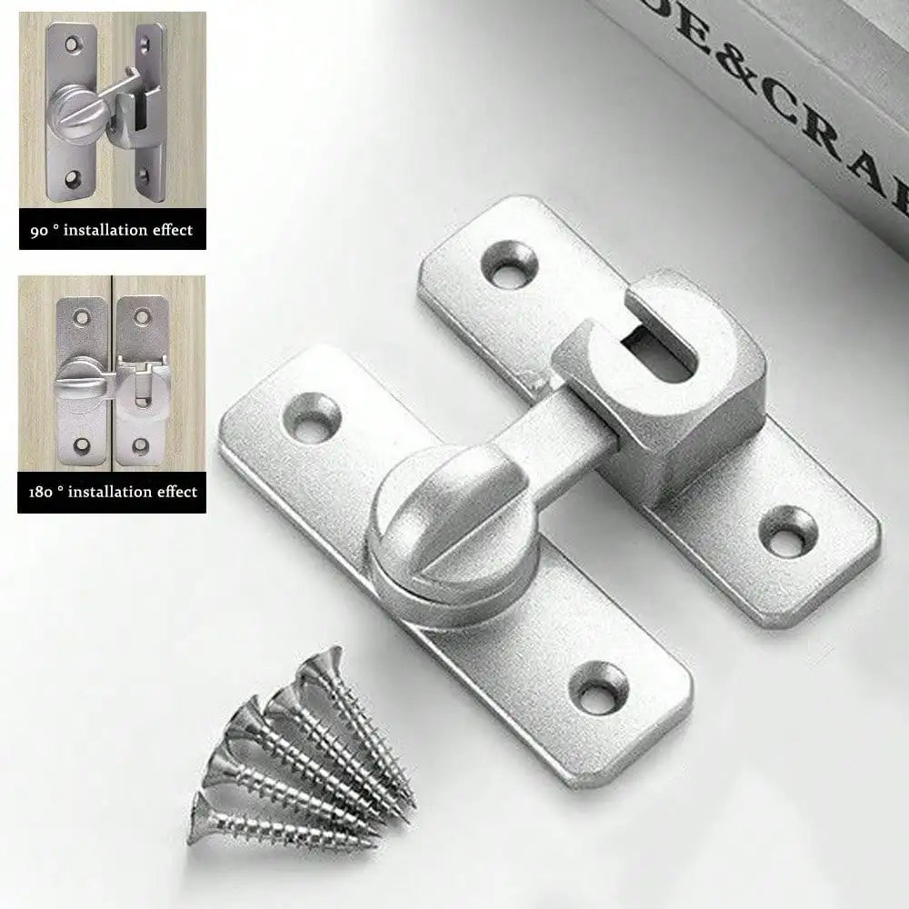 Manual flip-arm door latch and mounting fittings