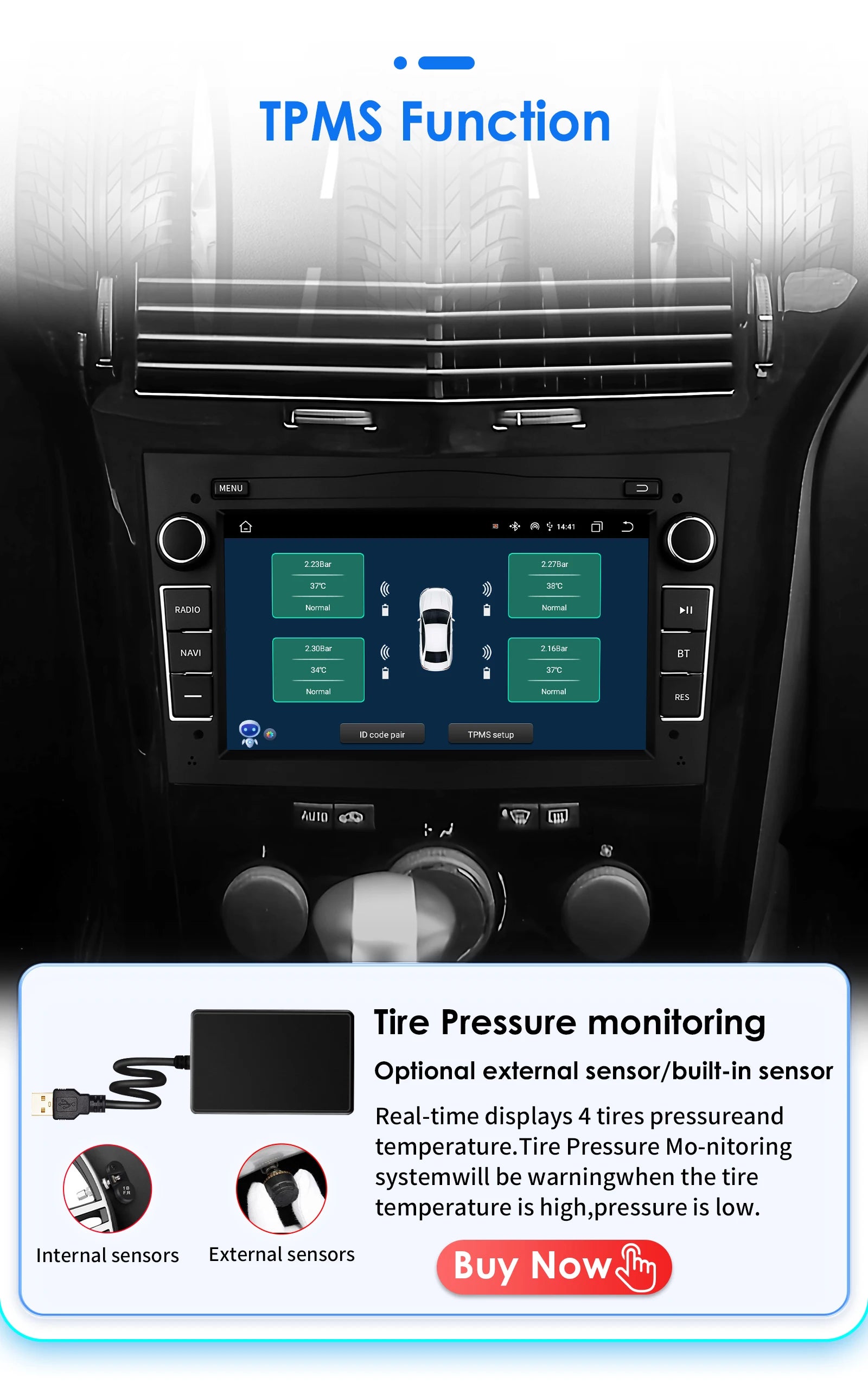 HIZPO 7-Inch Android Car Radio with CarPlay for Opel