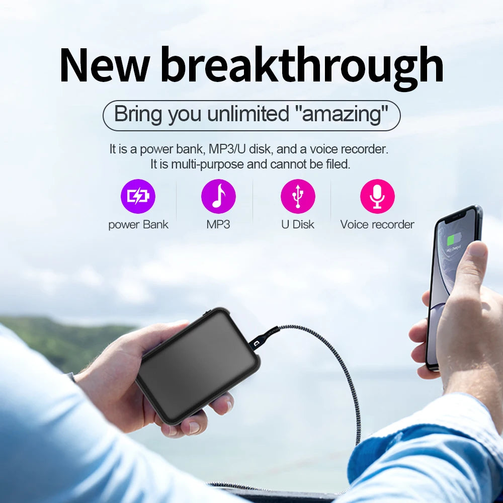 5000mAh Mini Power Bank Recorder Digtal Voice 8/32G Sound Record Activated Professional Large Capacity Storage MP3 Recording Pen