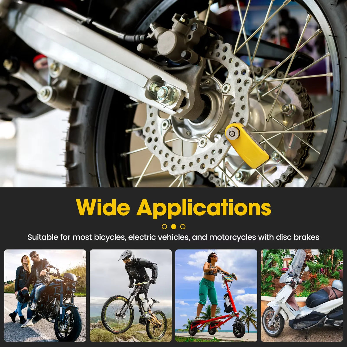 Motorcycle Alarm Disc Brake Lock Security Moto Wheel Disk Padlock Waterproof 110dB Loud Anti Theft Alarma Motorcycle Disc Lock