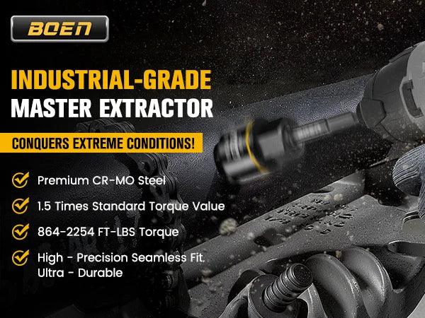 17-Piece Impact Bolt Extractor Kit for Damaged Bolts