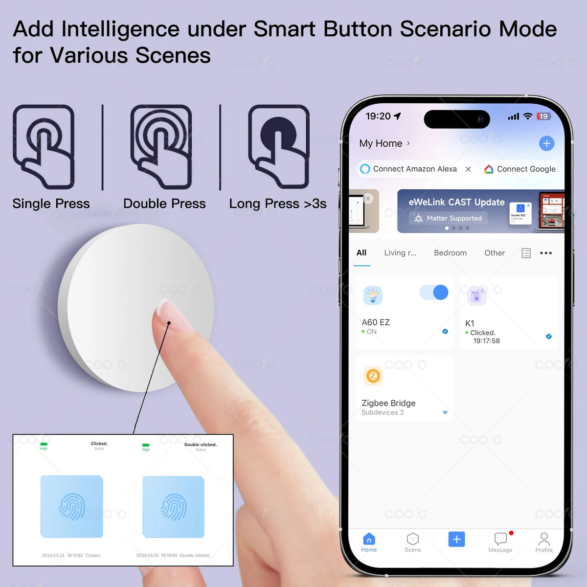 Zigbee Wireless Scene Switch Button for eWeLink