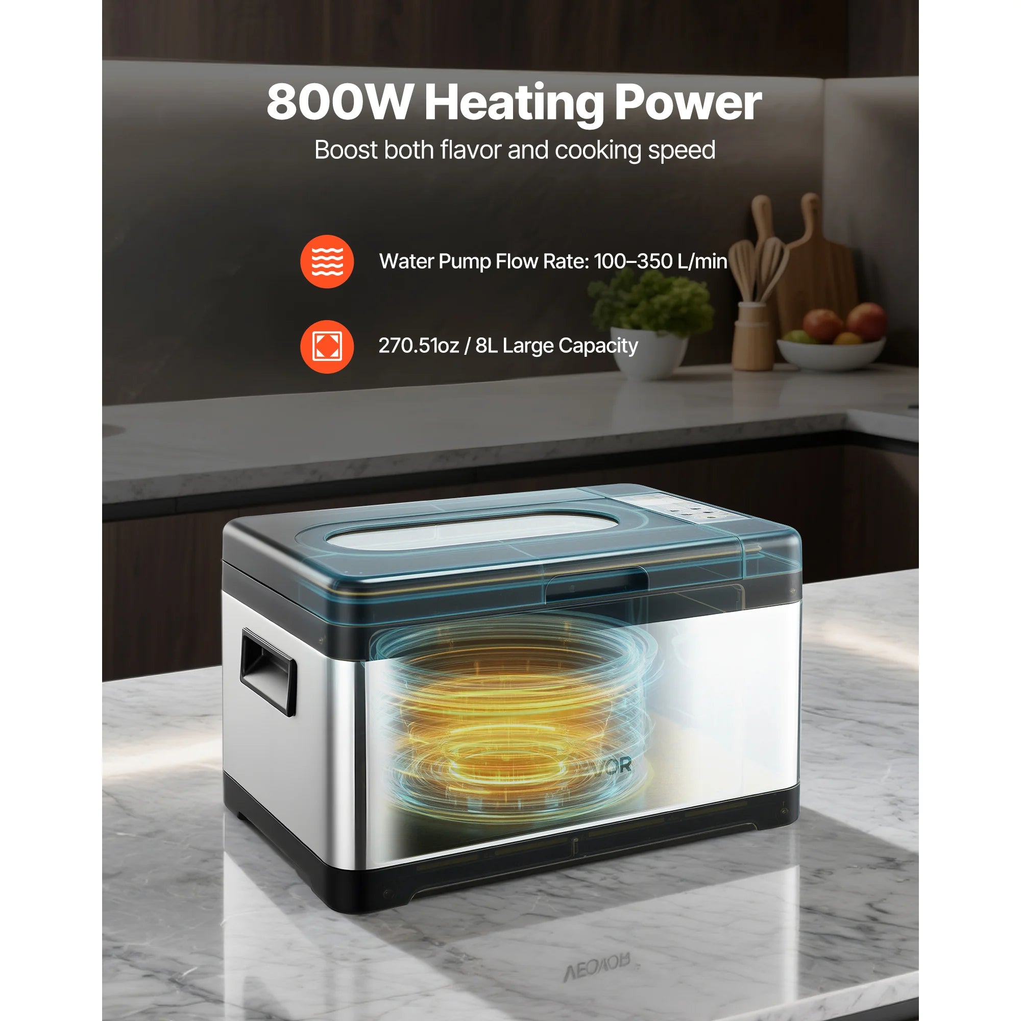 Μαγειρική Sous Vide 800W 8L με Ακριβή Έλεγχο Θερμοκρασίας και Χρονόμετρο