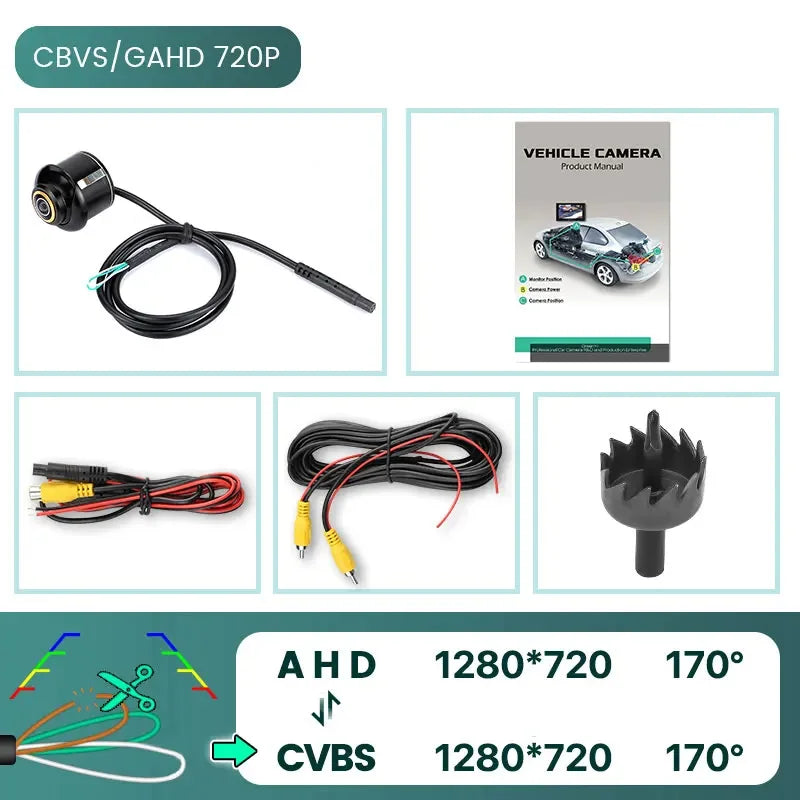Car Reversing Camera 170° AHD 1080P or 720P, Steel Body