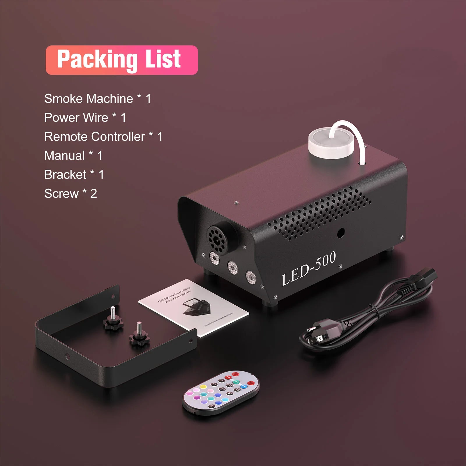 U'King 500W RGB mlhový stroj s dálkovým ovládáním