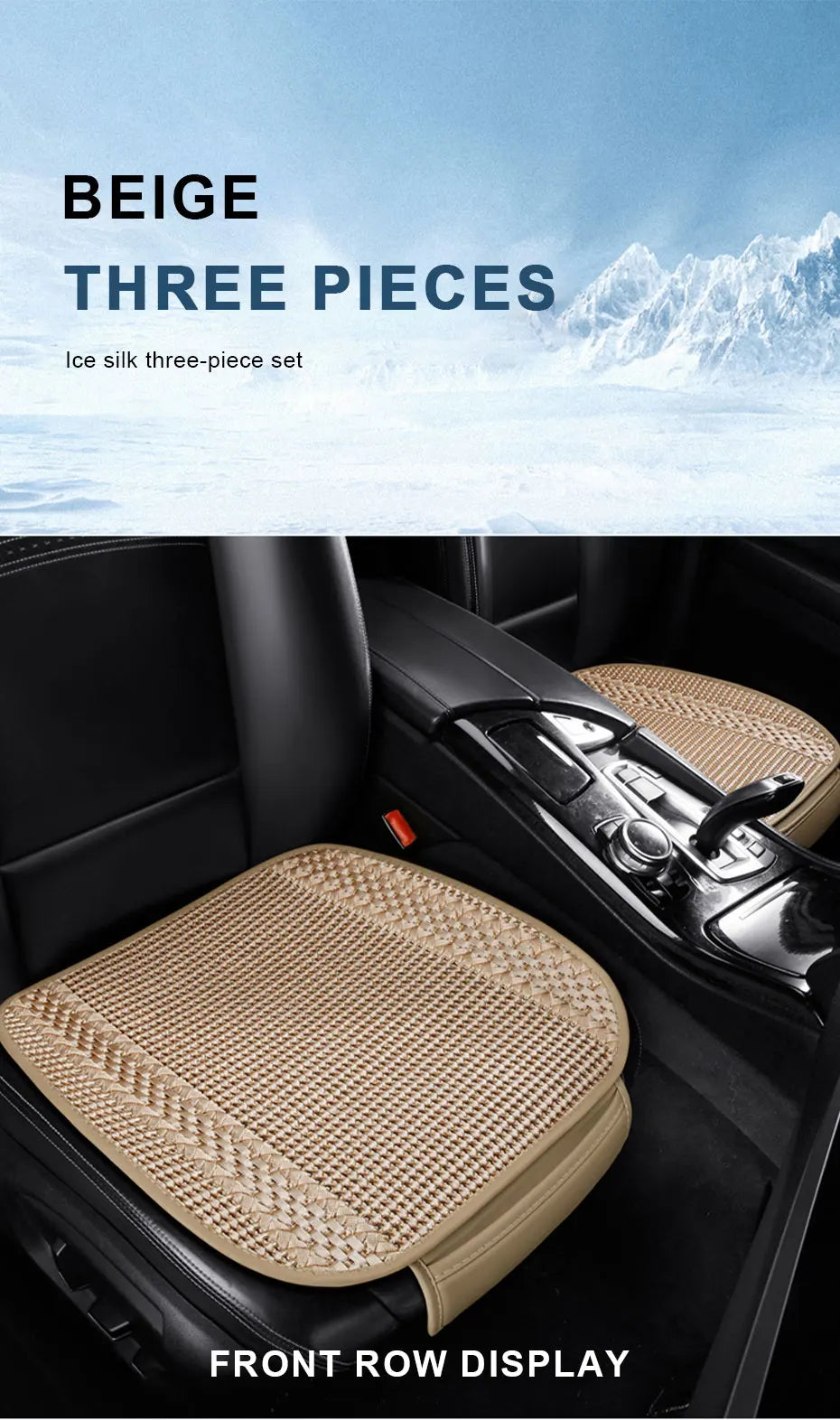 SEAMETAL Breathable Car Seat Cover Ice Silk Cooling Seat Cushion Anti Scratch Auto Chair Protector Universal for 5-Seat Car