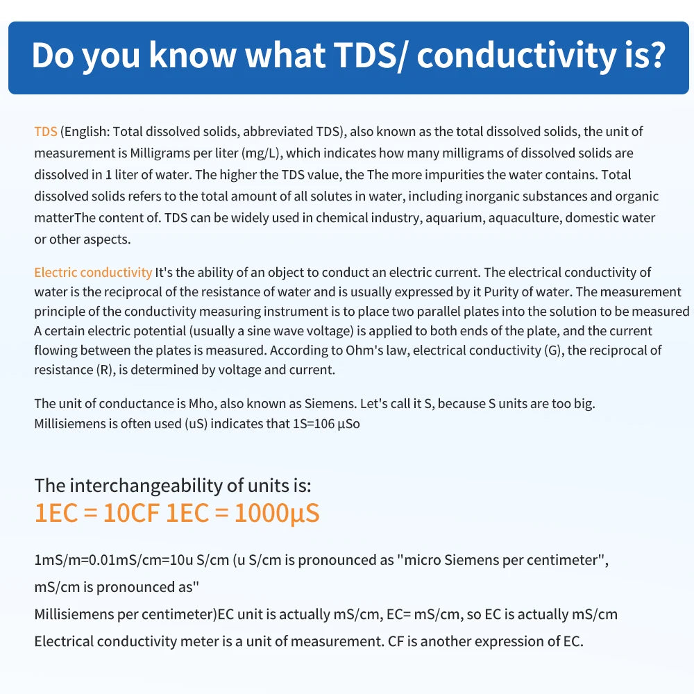 Inline TDS- en EC-watermonitoropties