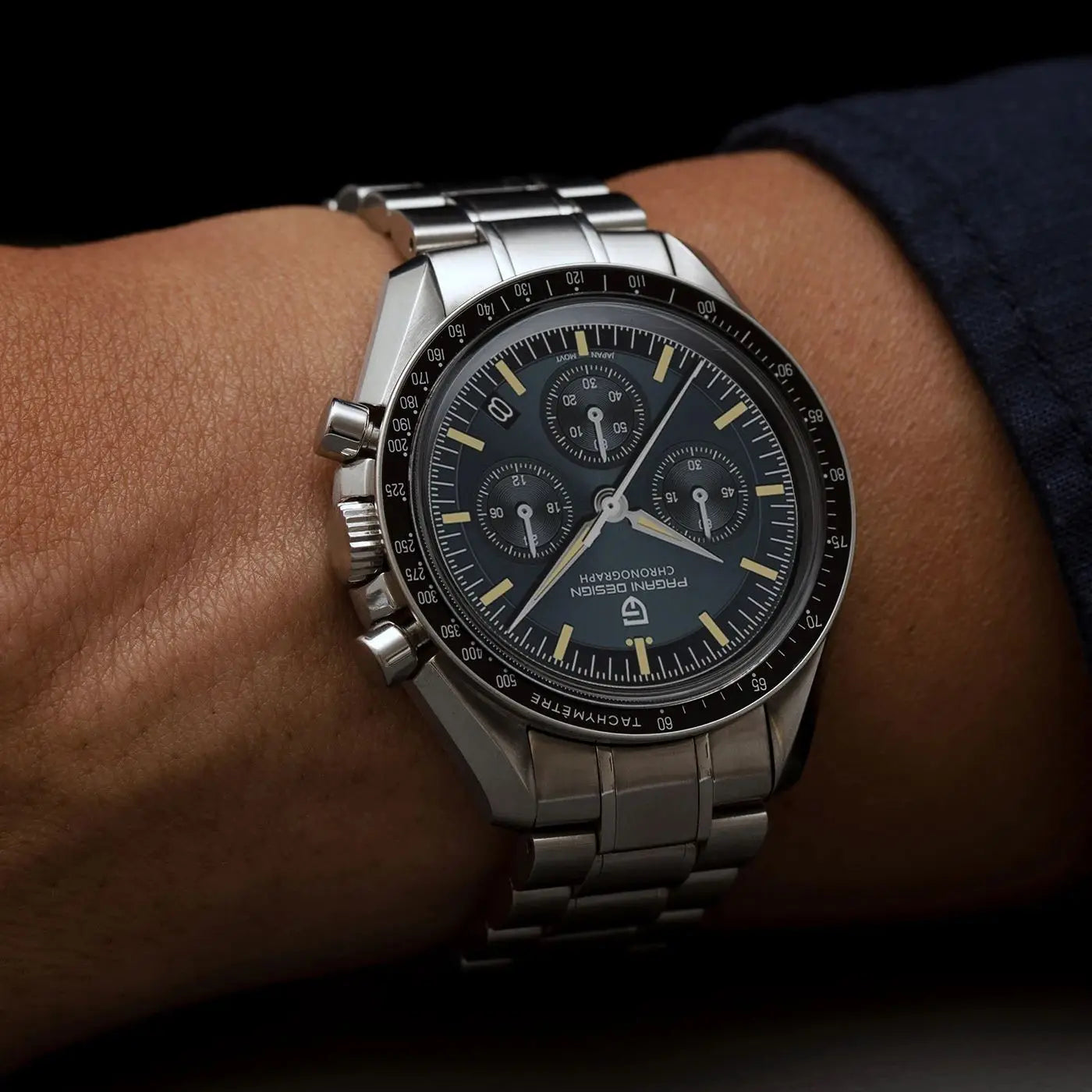 Orologio al quarzo in acciaio Pagani Design PD1701 Moonwatch Cronografo
