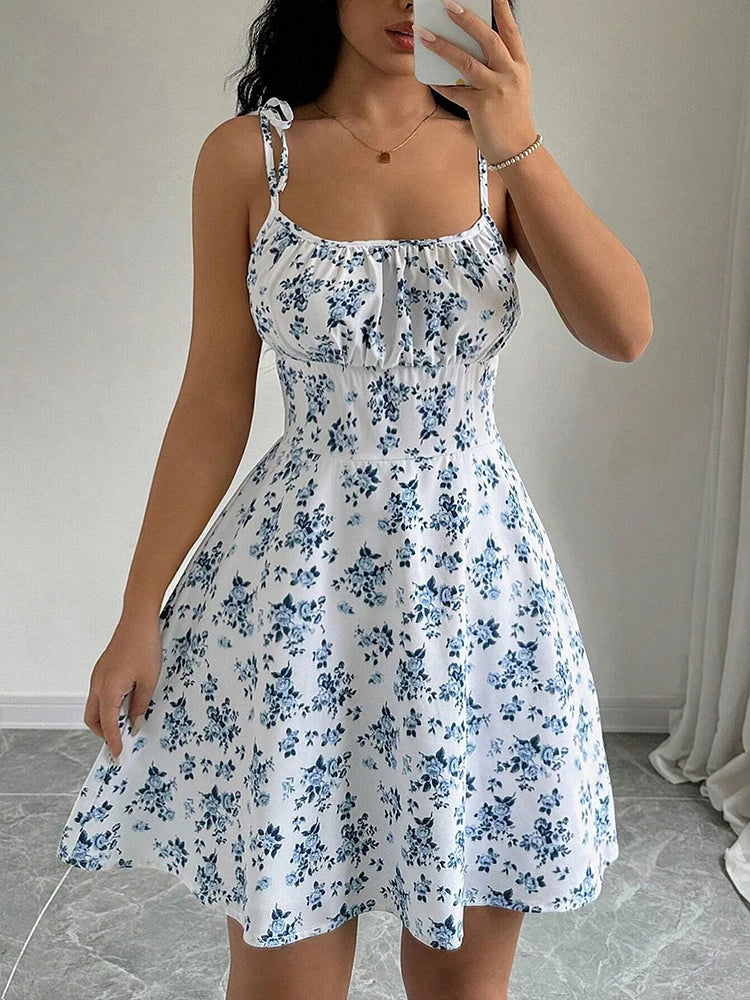 Women's Summer Floral Spaghetti Strap Beach Short Dress,Womens Dresses,Woman Clothing,Woman Clothes,Sundress,New In Dress 2025 