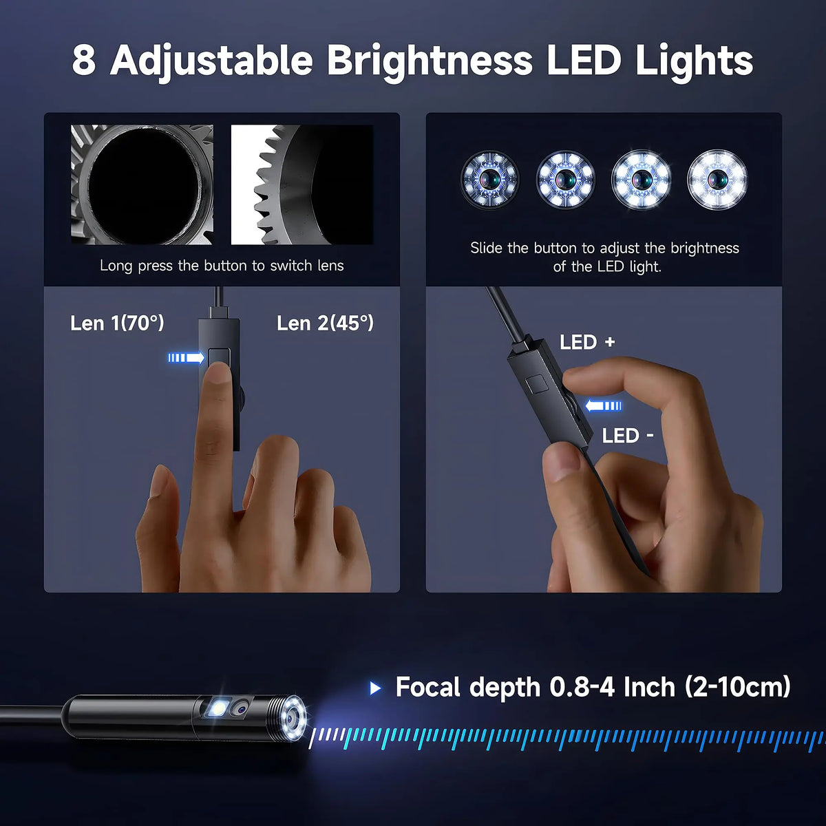 Single/Dual Lens Endoscope Camera with LED Lights