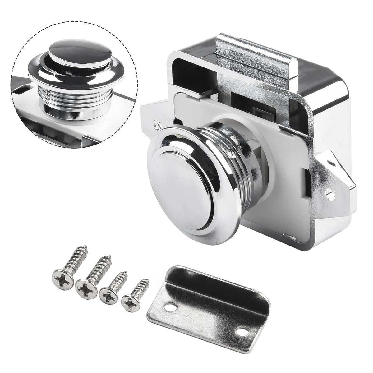 Push-Button Cupboard Catch for Caravan, Motorhome and Boat