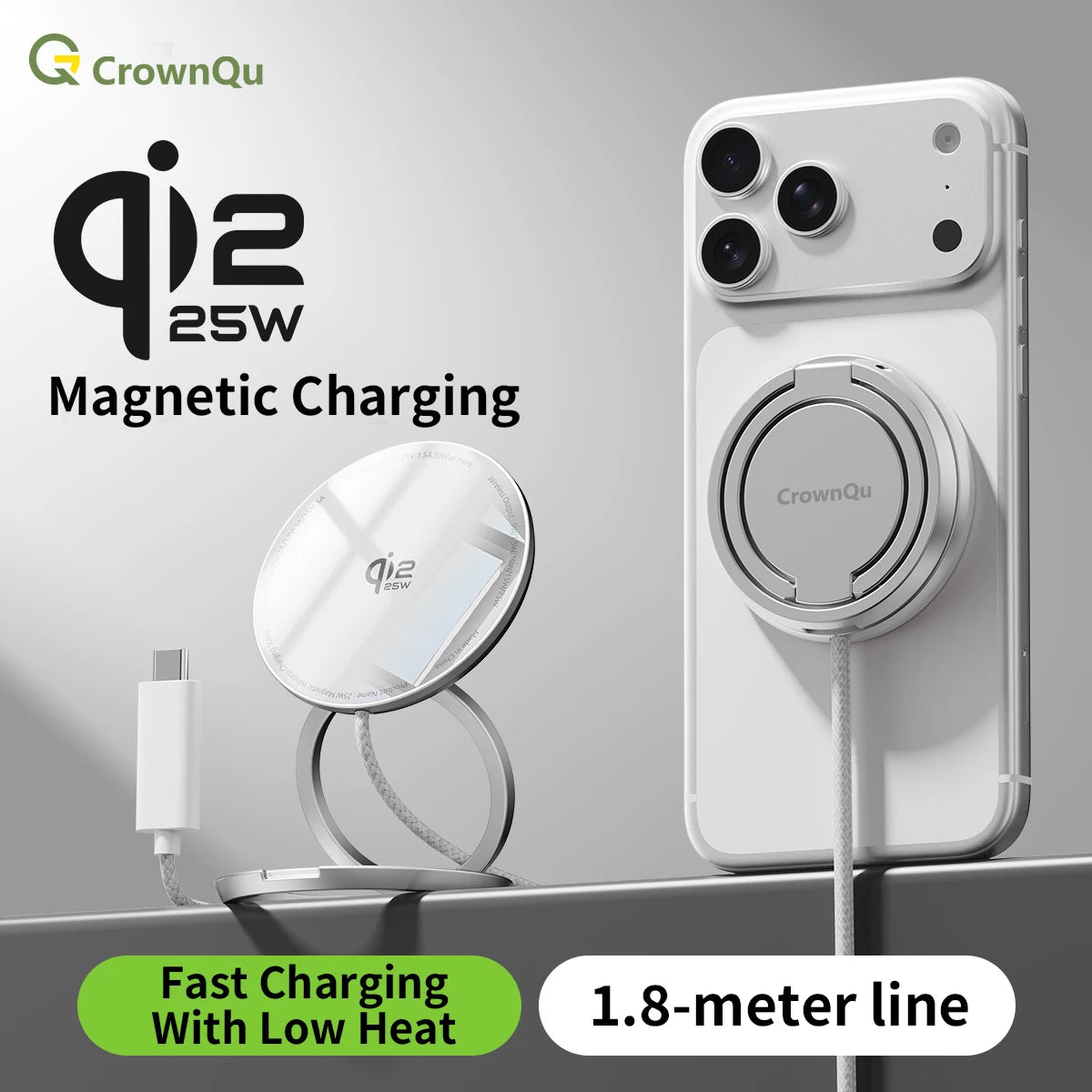 Wireless Charger Charging Station 25W Qi2.2 Fast Charge Compatible with iPhone 18/17/16 Pro Max Huawei Xiaomi and iPad airpods