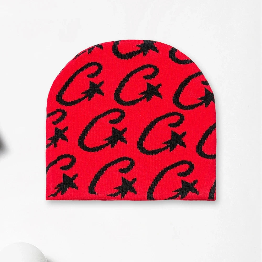 Fashionable Hip-Hop hat for women, Jacquard knitted hat with winter star pattern, warm hat for outdoors, suitable for Christmas