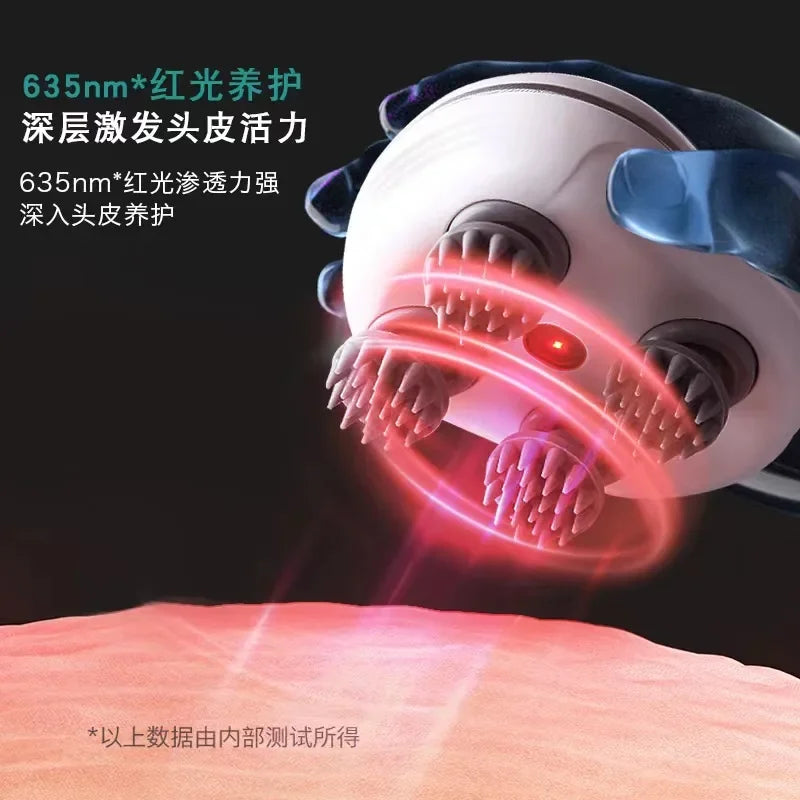 Elektryczny masażer skóry głowy z terapią światłem czerwonym