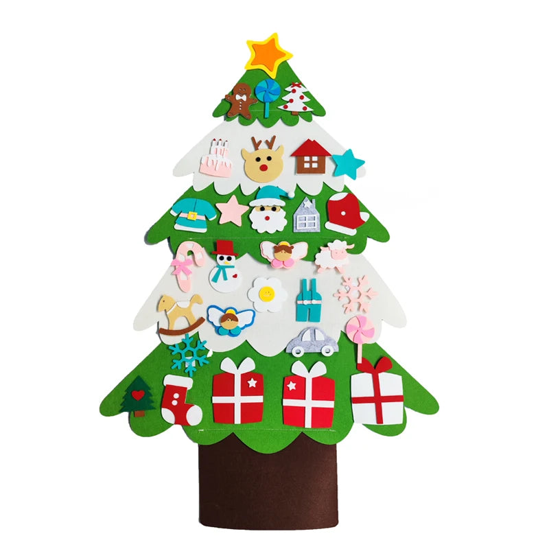 DIY Felt Christmas Tree Christmas Decoration for Home Navidad 2022 New Year Christmas Ornaments Santa Claus Xmas Kids Gifts 