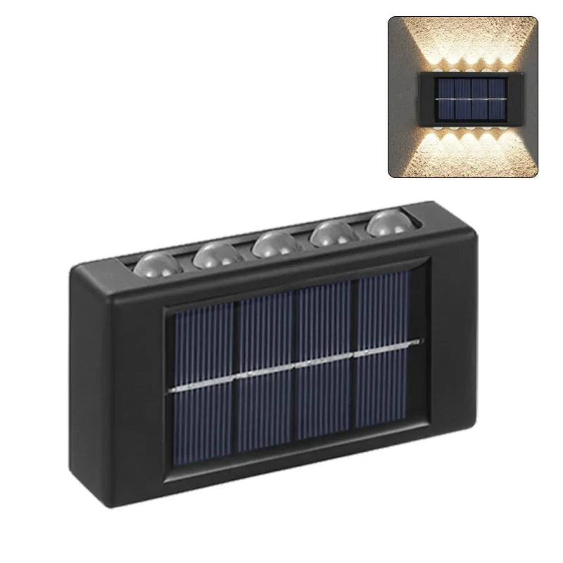 Solar Wall Light, IP65, 6 or 10 LED, White or Warm