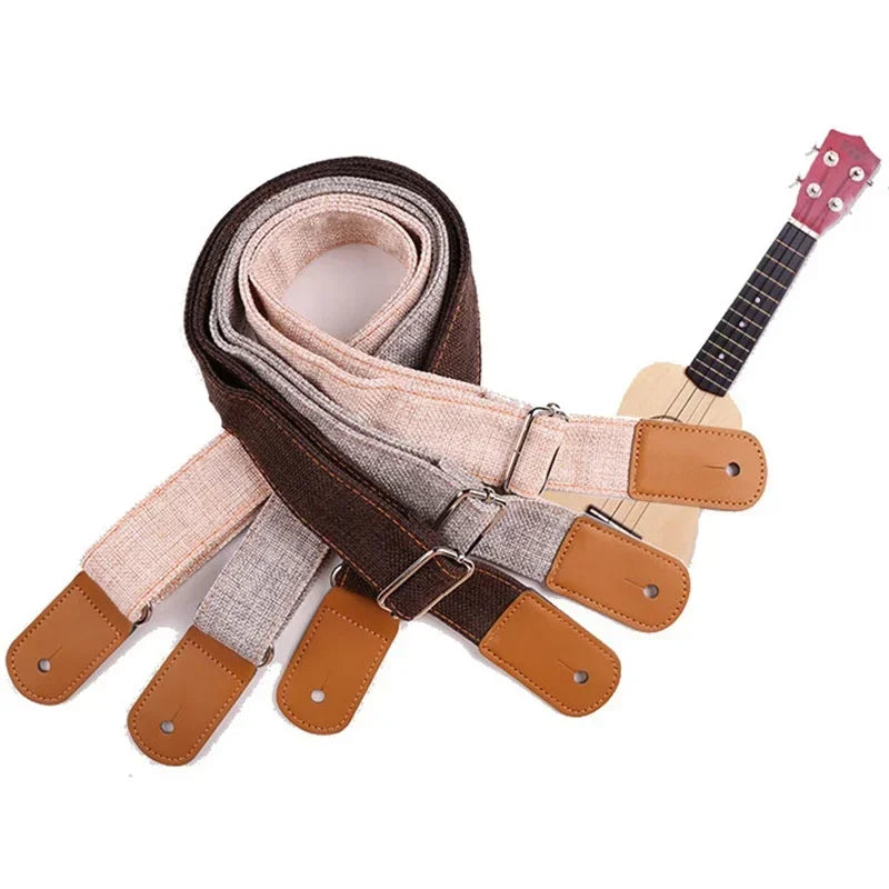 Curea reglabilă pentru chitară sau ukulele, din PU și bumbac