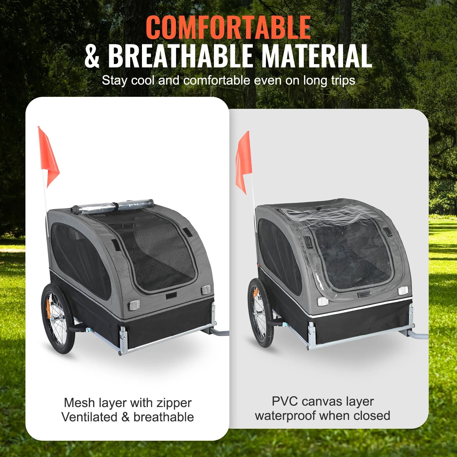 Remolque para perro SucceBuy de 88 lb, carrito de bicicleta para mascotas con ruedas, acoplador, reflectores, bandera, plegable para guardar para perros