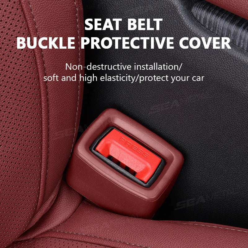 SEAMETAL Car Seat Belt Buckle Fastener Anti-Scratch Elastic Seatbelt Buckle Protector Universal Seatbelt Button Protection Cover