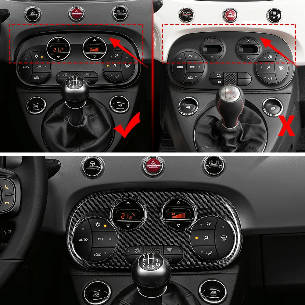 Real Carbon Fiber AC Climate Trim for Fiat 500 and Abarth 595