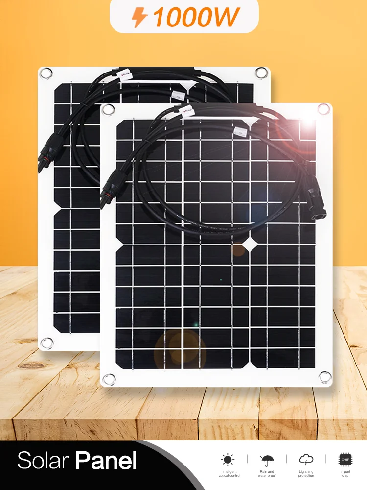 500W/1000W Flexible Solar Panel 12V Battery Charger with Controller – Solar Power Bank for Phone, Car, Yacht, RV