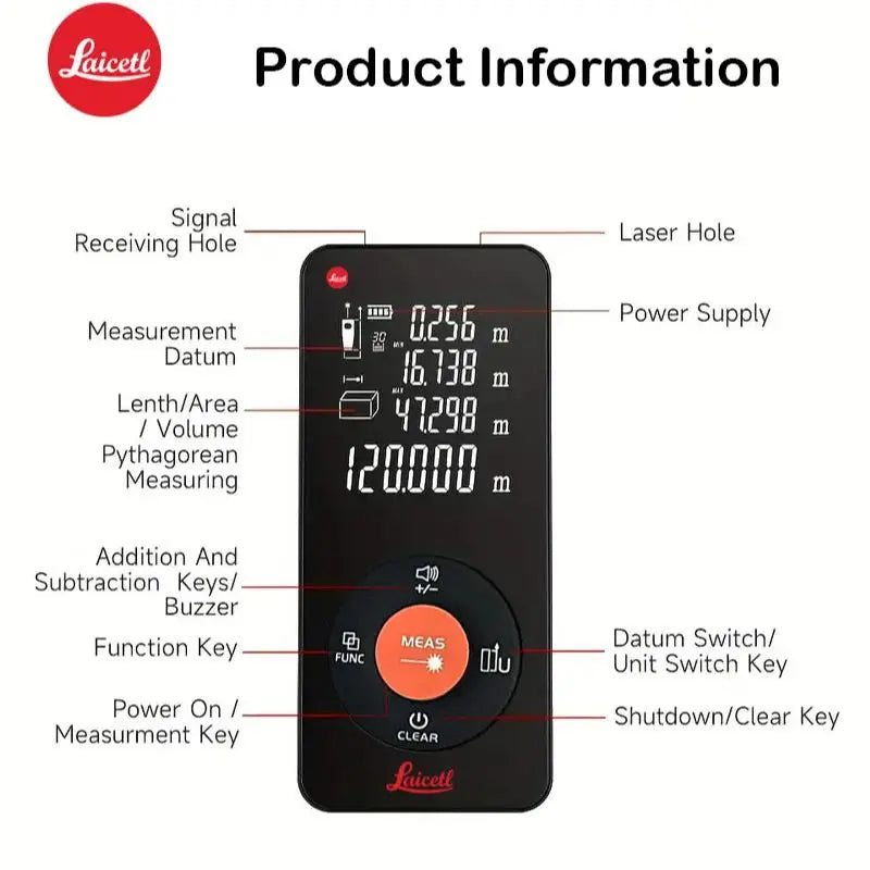 Rechargeable Laser Distance Meter - Range Options