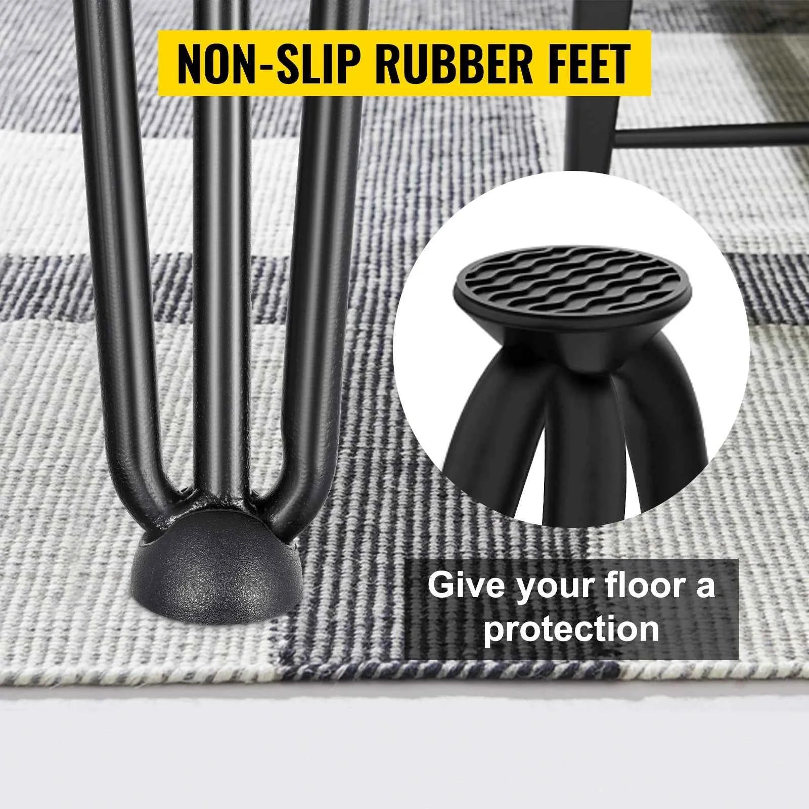 4-Piece Metal Hairpin Table Legs 16-40 Inch 3-Rod Furniture Legs