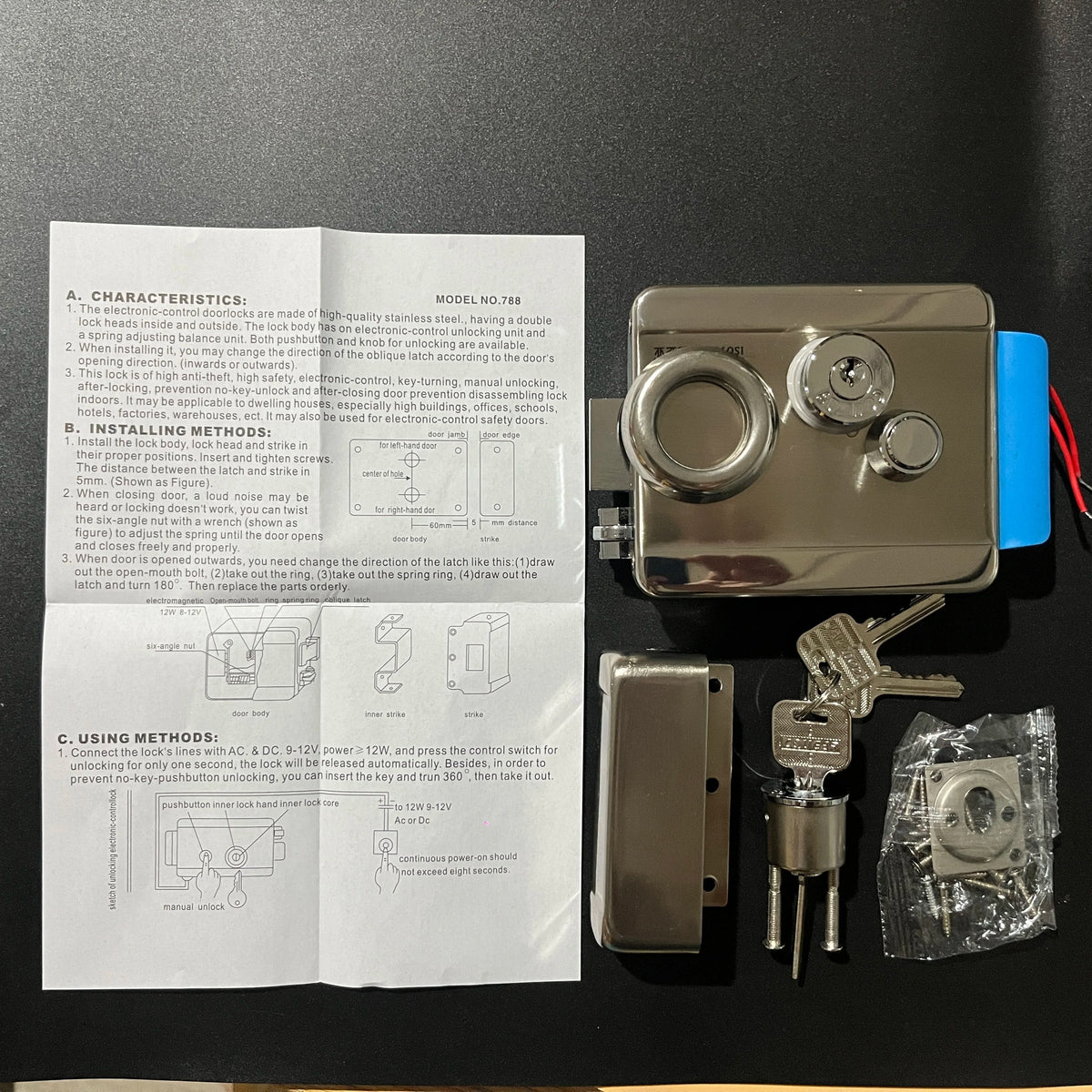 KD-208HSS-II Electric Door Lock with Keys