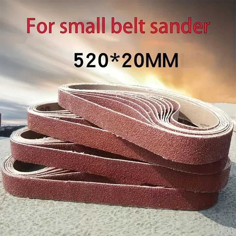 20 × 520 mm Sanding Belts, 10 Pack